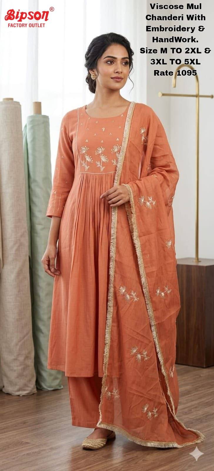 Mul Chanderi By BIPSON Stylish Beautiful Colourful Pure Mul Chanderi Dresses At Wholesale Price